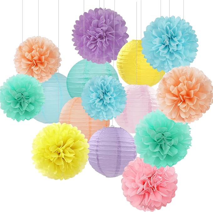 Colorful Paper Flowers Lanterns