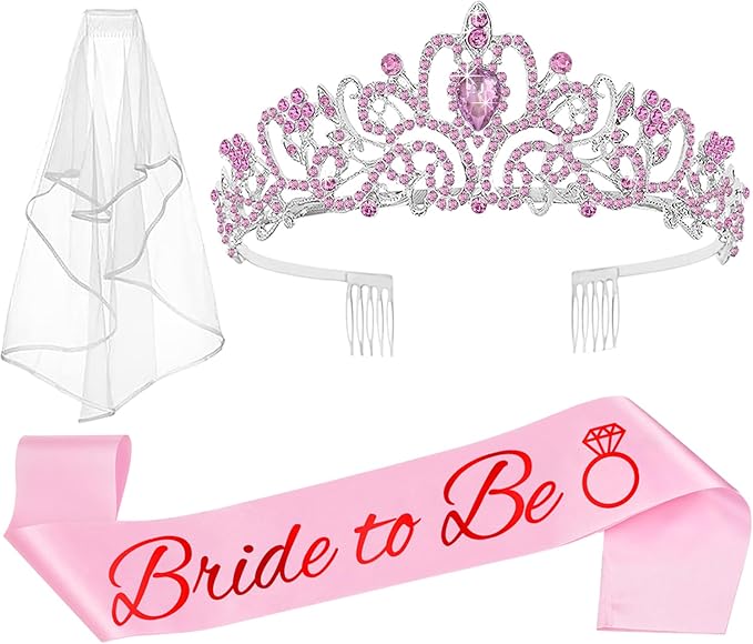 Bachelorette Party Crown, Sash & Veil